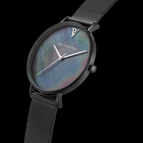 PAUL VALENTINE BLACK SEASHELL WATCH 32 mm Stainles - Picture 4 of 5